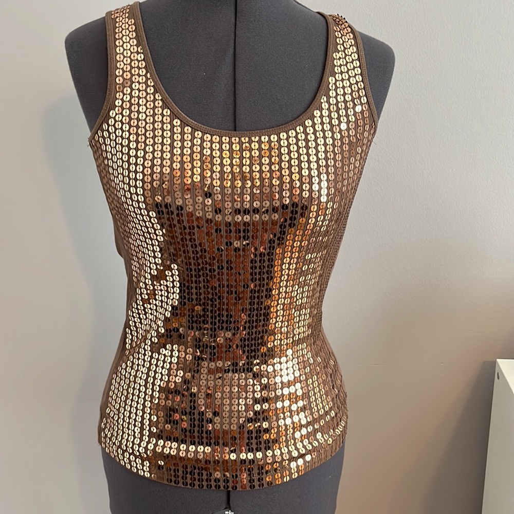 Brown/copper sequin tank top
